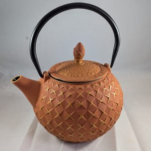 Orange Diamond Cast Iron Teapot