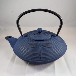 Dark Blue Dragonfly Cast Iron Teapot