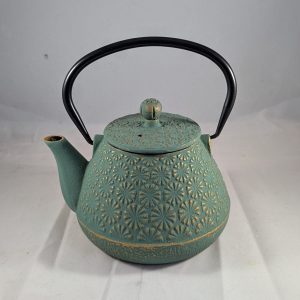 Green Gold Flower Cast Iron Teapot